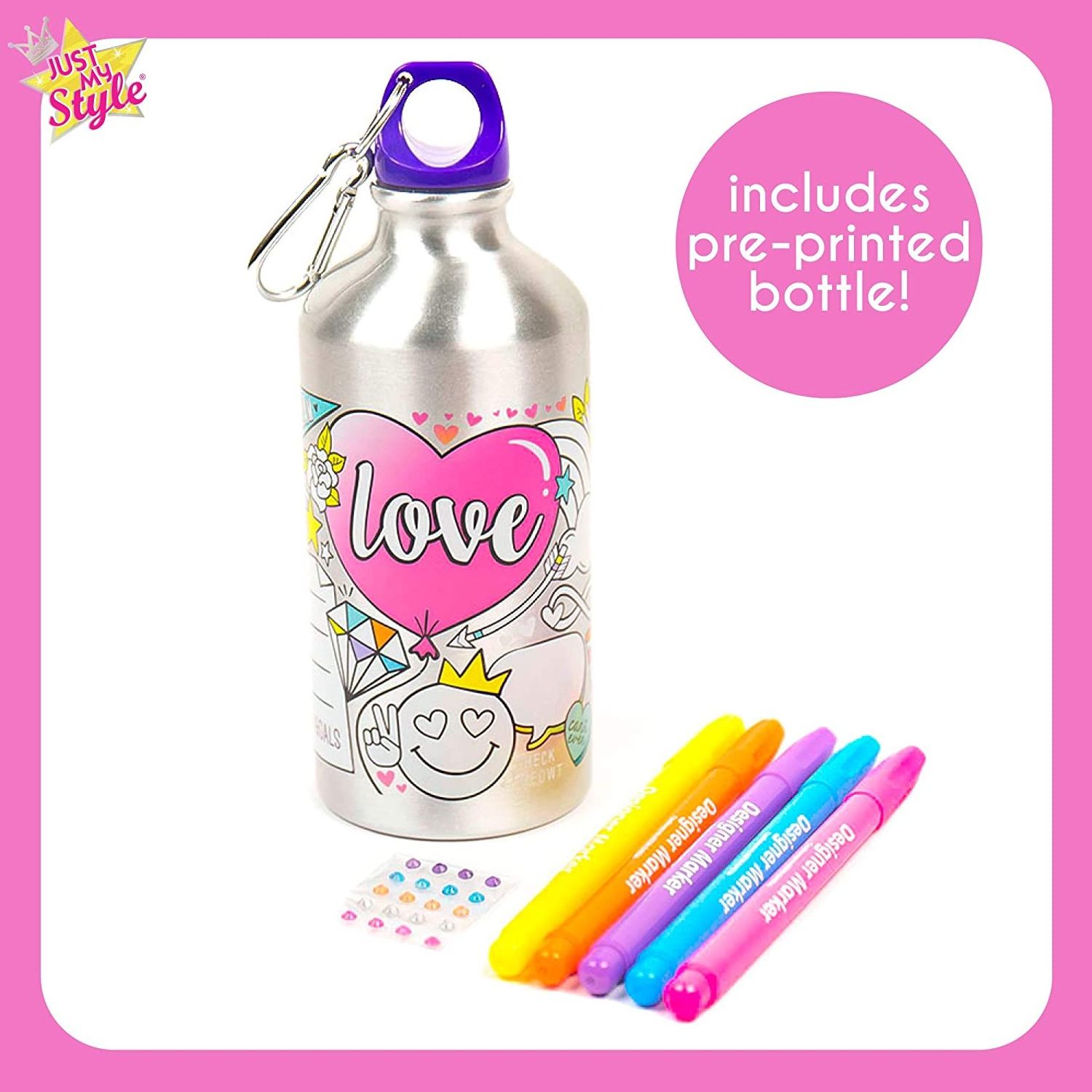 DIY Water Bottle Coloring Craft Kit Color Your Own Water Bottle BPA Free Aluminum Drinking Water Bottle Gift for Girls