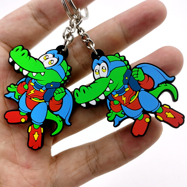 Custom Logo Rubber Soft PVC Keychain 2D 3D Animal Cartoon Cute Crocodile Shaped Promotional Accessories For Bag