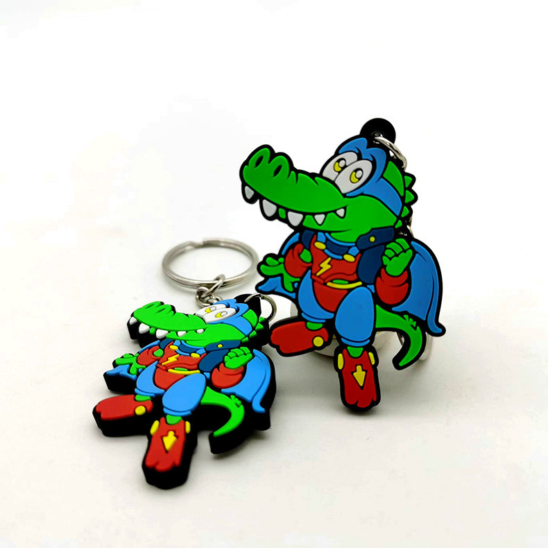 Custom Logo Rubber Soft PVC Keychain 2D 3D Animal Cartoon Cute Crocodile Shaped Promotional Accessories For Bag