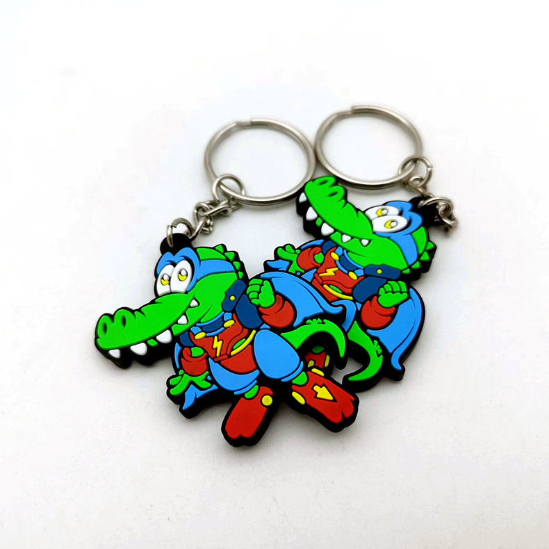 Custom Logo Rubber Soft PVC Keychain 2D 3D Animal Cartoon Cute Crocodile Shaped Promotional Accessories For Bag