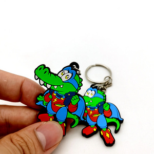 Custom Logo Rubber Soft PVC Keychain 2D 3D Animal Cartoon Cute Crocodile Shaped Promotional Accessories For Bag