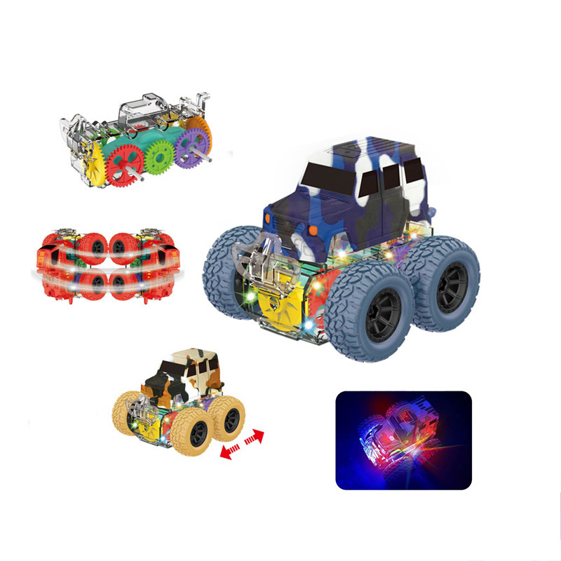 EPT Inertia Stunt Off -Road Camouflage Graffiti Light Gear Kids Toys Pull Back 1 Dollar Items Small Gears Monster Car Truck Toy