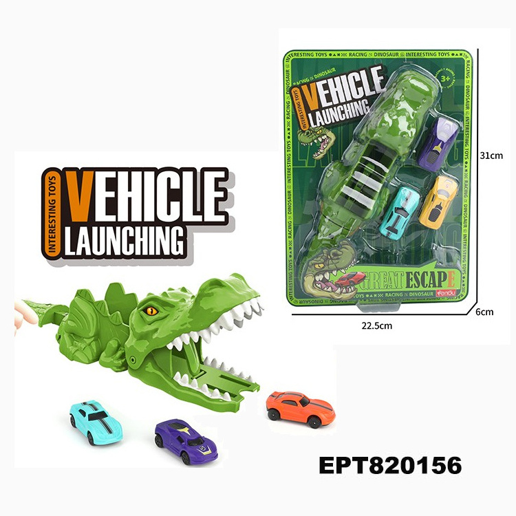 EPT $1 Dollar promotion Toys Ejection Sliding Dinosaur Rhino Shark Rail Car With Mini Car Toy