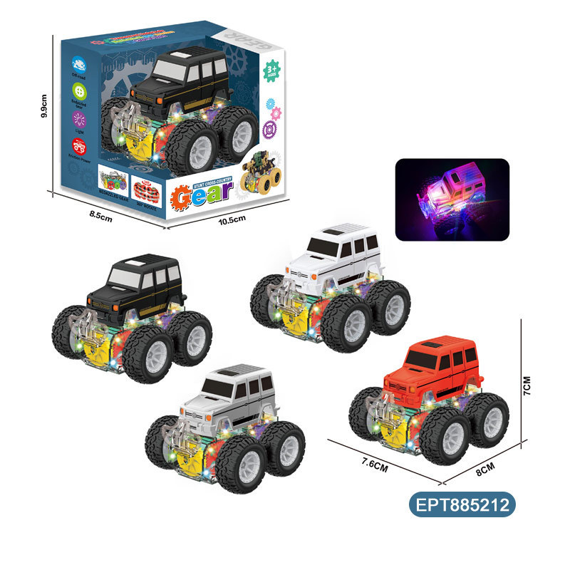 EPT Inertia Stunt Off -Road Camouflage Graffiti Light Gear Kids Toys Pull Back 1 Dollar Items Small Gears Monster Car Truck Toy