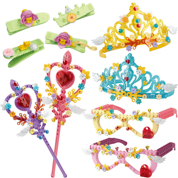 EPT Tik Tok Hot Sell 2023 Trends Girl Birthday Decorations Diy Small Building Block Jewelry Crown Blocks Princess Toy For Kids