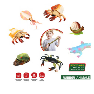 EPT Dollar Toys Tpr Soft Rubber Stretch Horned Snail Hermit Crab Round Squid Frog Lizard Octopus Animal Decompression Toys