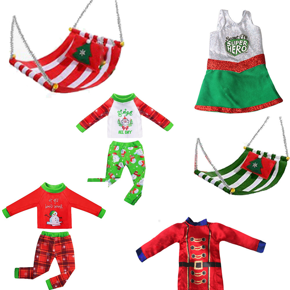 New arrival  Christmas Elf doll hammock , dress,T-shirt,tops and pants,outfits for Christmas decoration