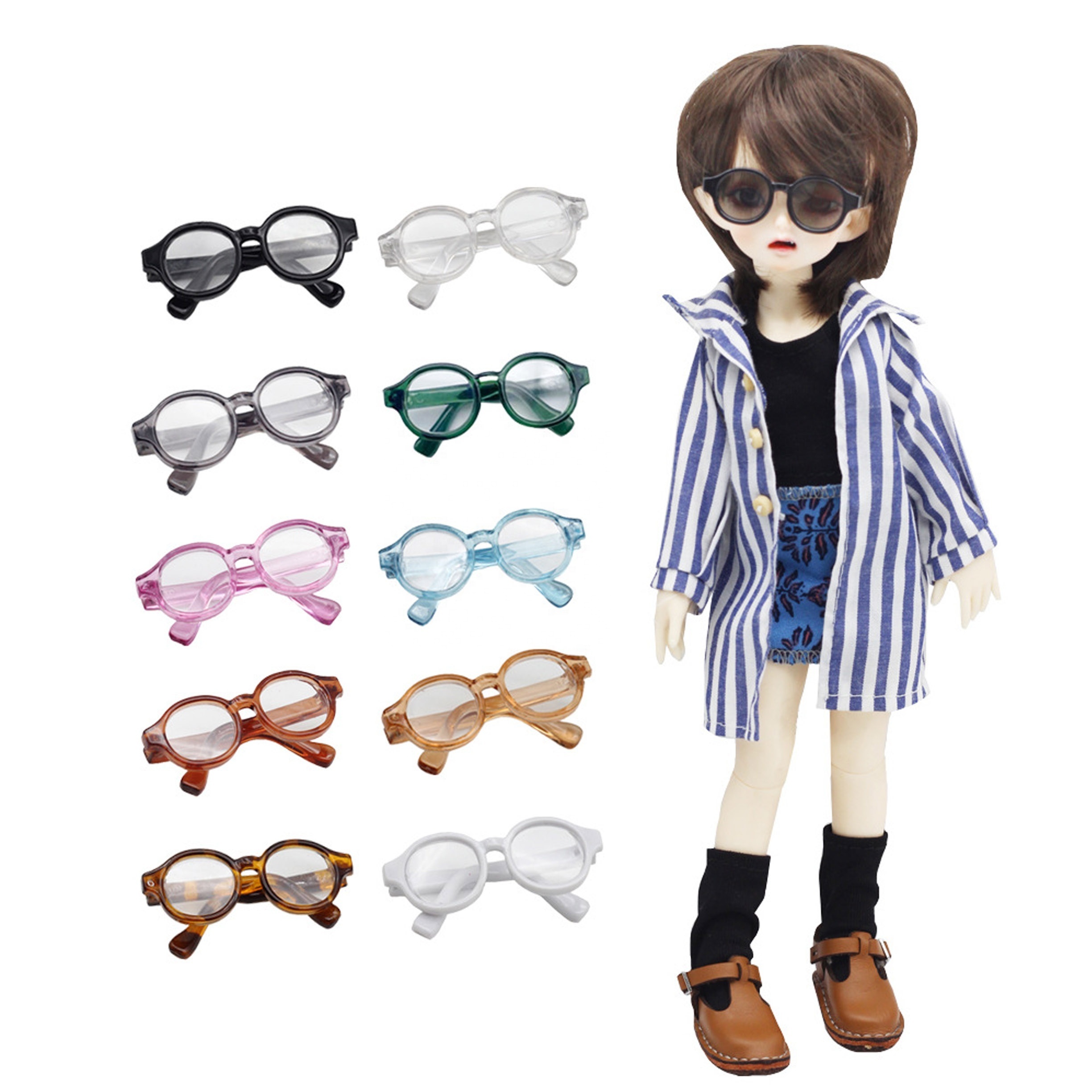 Plastic eyewear Candy Color Round-Shaped Colorful glasses Doll Toy Accessories DIY Doll Craft Making Supplies for Blyth Doll