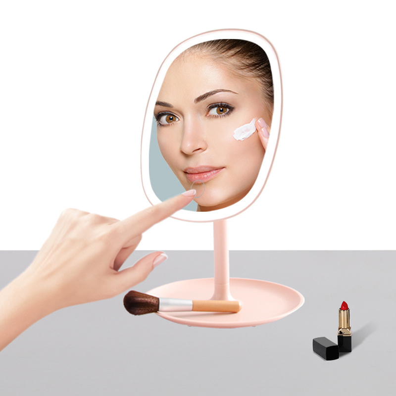 Rechargeable Table foldable Vanity Make Up Sublimation silicon Table Top Light Cosmetics Makeup 360 Mirror With Led lights