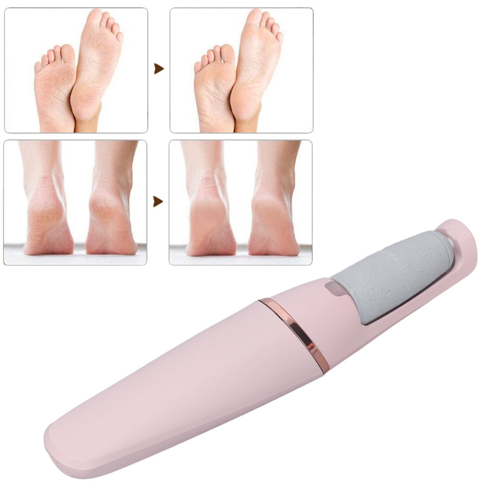 Electric Foot Callus Remover Ergonomic Handle Electronic Foot Scrubber Two Gears Adjustment 600mAh Battery With Brush For Crack