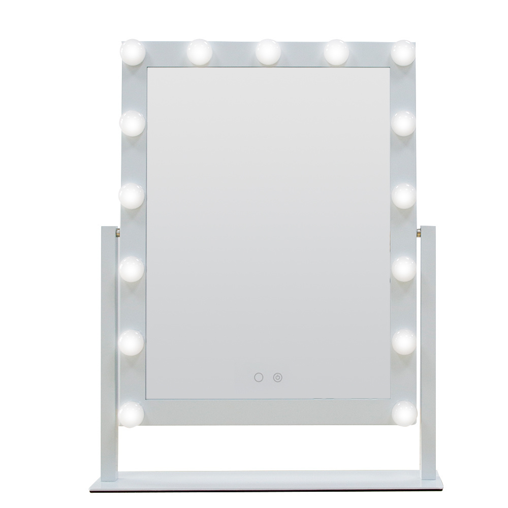 Hollywood Vanity 15 Led Bulbs Large Lighted Makeup Mirror Dimmer Table Lamp Stand Makeup Vanity Mirror with Light