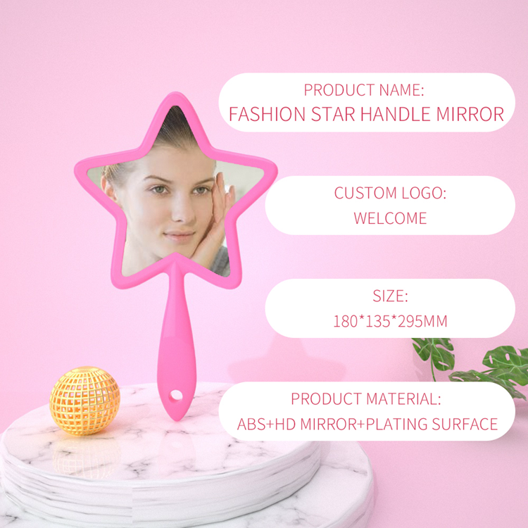 Fasion Customized Abs plastic Makeup Hand Mirror Five-pointed star Personalized Vanity Handheld Mirror