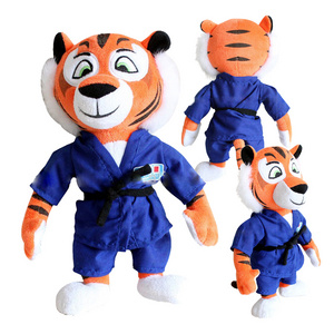 Personalized Mascot Stuffed Animal Soft Toy Tiger Promotional Custom LOGO Taekwondo Judo Plush Uniform Tiger Toys