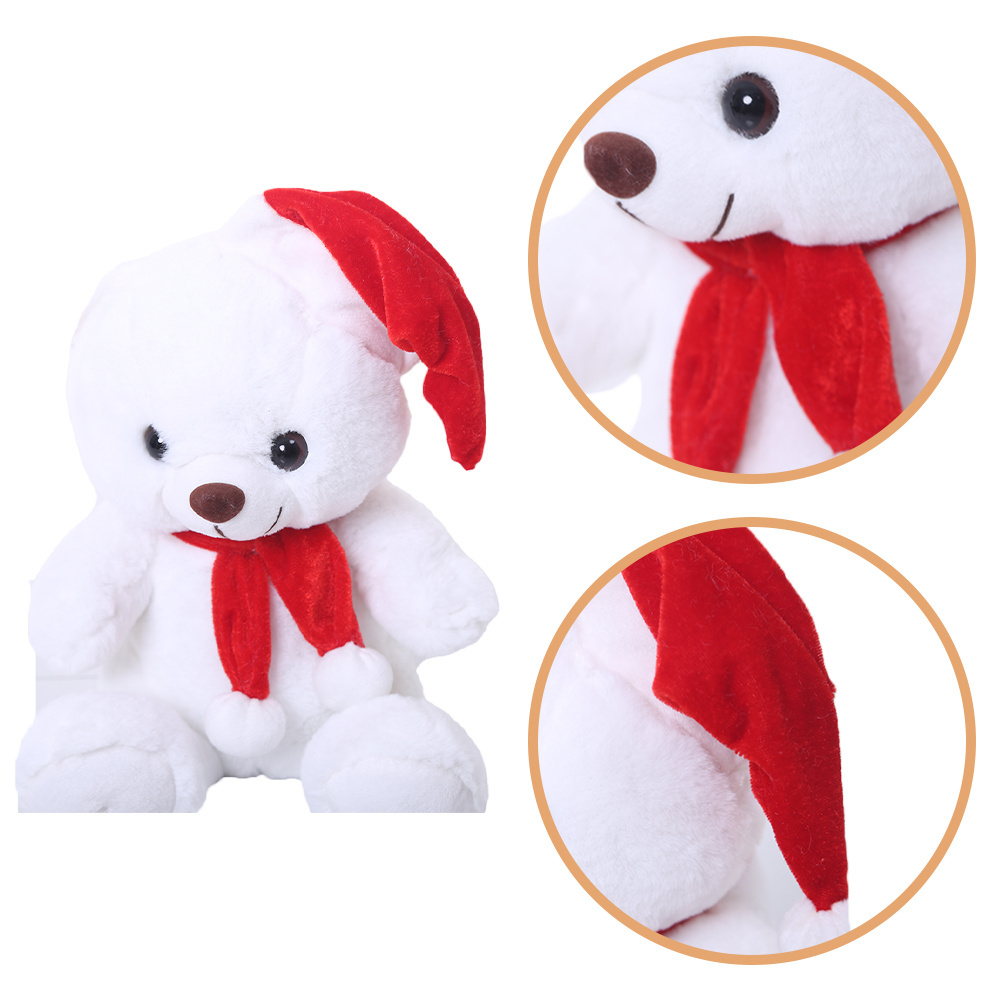 2024 Christmas Teddy Bear Plush Animal Toys Custom Design OEM Christmas Polar Bear With Hats,Scarf