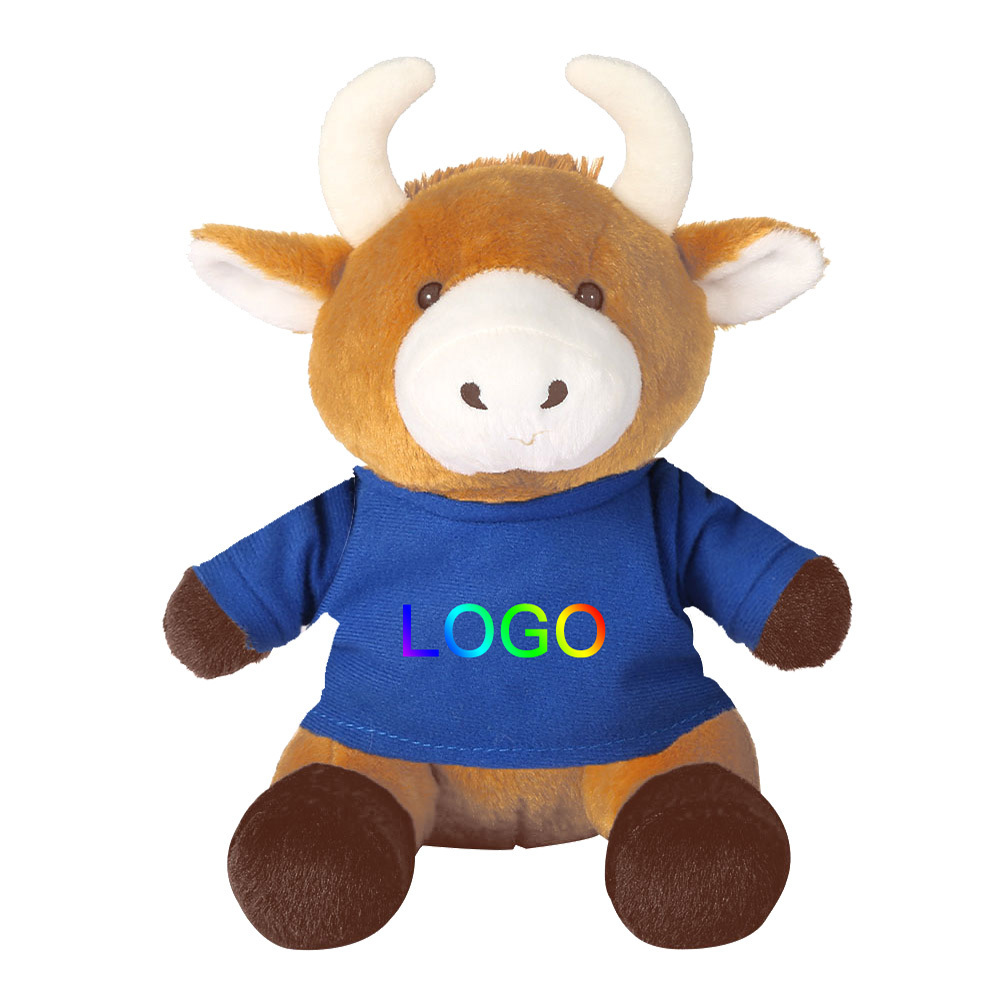 Promotional Custom LOGO Sublimation Stuffed Animal Plush Toys With Blank Shirt Wholesale Cheap OEM Bull Bear Soft Toys Gifts