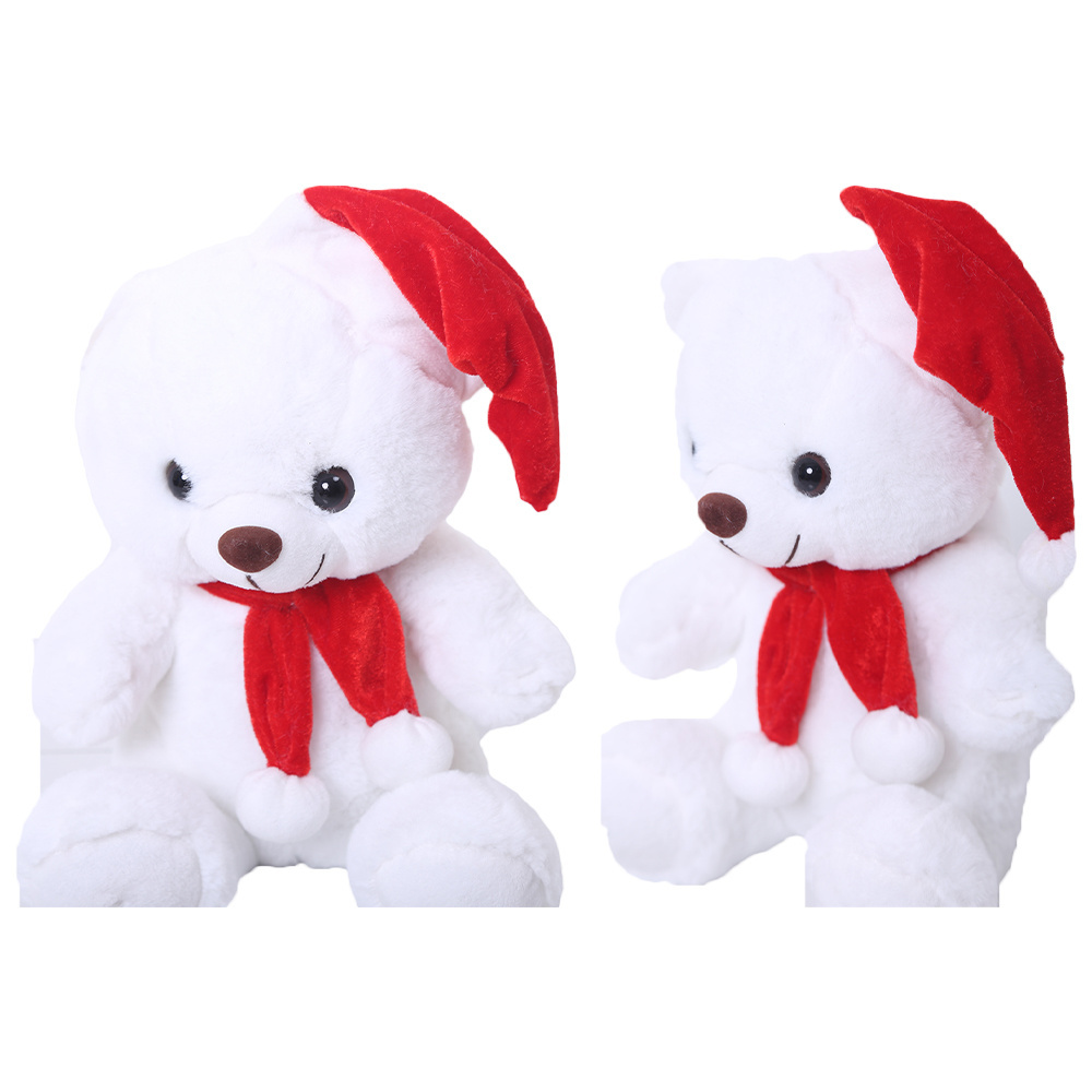 2024 Christmas Teddy Bear Plush Animal Toys Custom Design OEM Christmas Polar Bear With Hats,Scarf