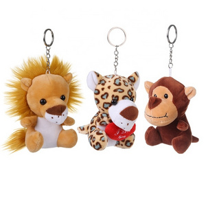 Mini size stuffed animals monkey tiger lion elephant soft toys customized cheap plush animals keychain toys promotion