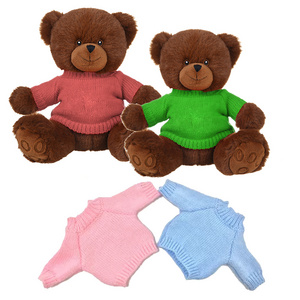 Kids Custom Stuffed Animals Soft Plush Toy Teddy Bear With Sweater Wholesale Branded Embroidery LOGO Plush Knitted Teddy Bear