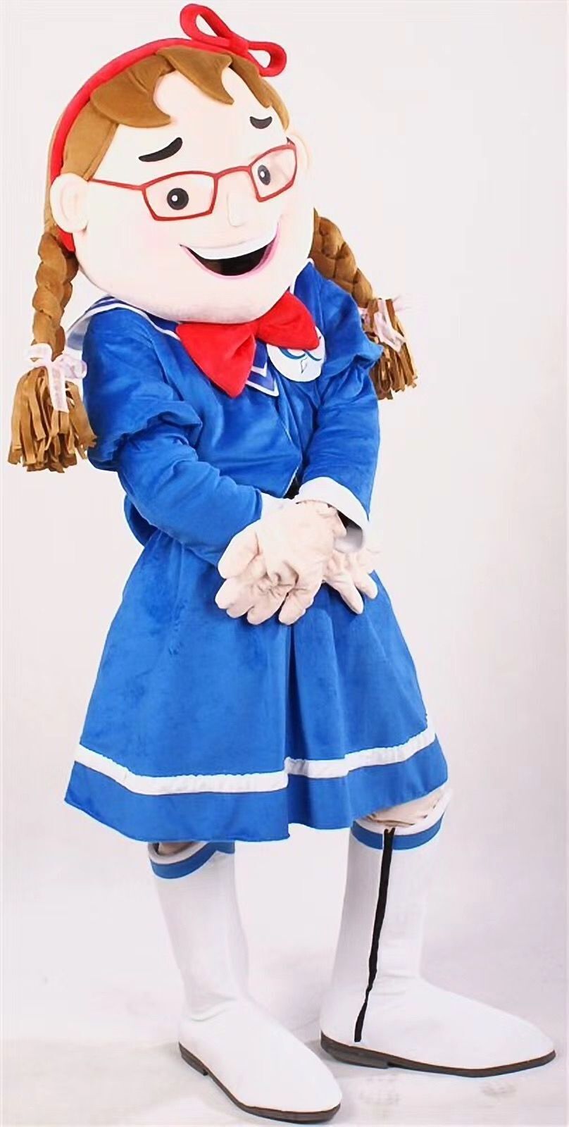 New design boy and girl plush mascot costume fancy dress realistic mascot costumes for kids and adult