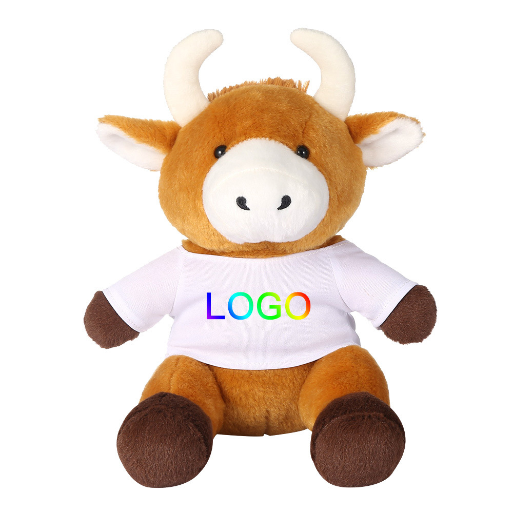 Promotional Custom LOGO Sublimation Stuffed Animal Plush Toys With Blank Shirt Wholesale Cheap OEM Bull Bear Soft Toys Gifts