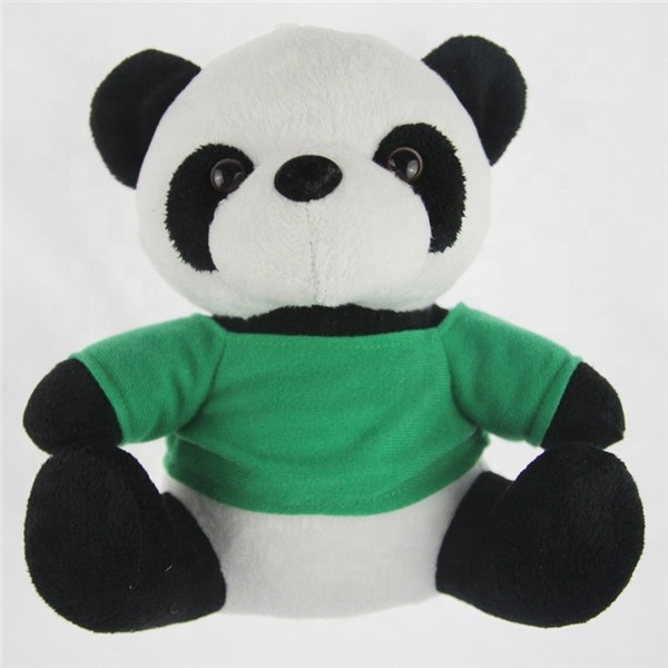 Company mascot custom LOGO plush panda teddy bear toy with t shirts Fashion cartoon cheap stuffed soft toy plush panda doll