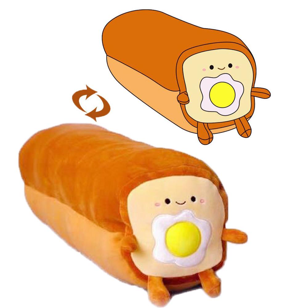 Cartoon Cute Long Bread Ham Hamburger Plush Pillow Toys Custom Food Shaped Pillow Soft Stuffed Plushies