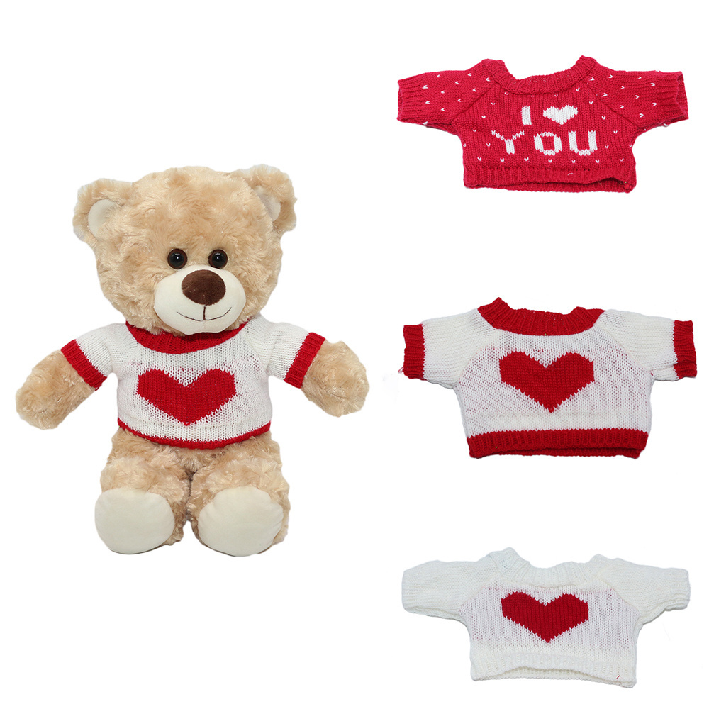 Kids Custom Stuffed Animals Soft Plush Toy Teddy Bear With Sweater Wholesale Branded Embroidery LOGO Plush Knitted Teddy Bear