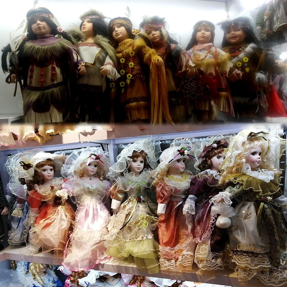 Factory cheap wholesale 12 inches craft dolls custom characteristic nation handmade porcelain dolls made in China