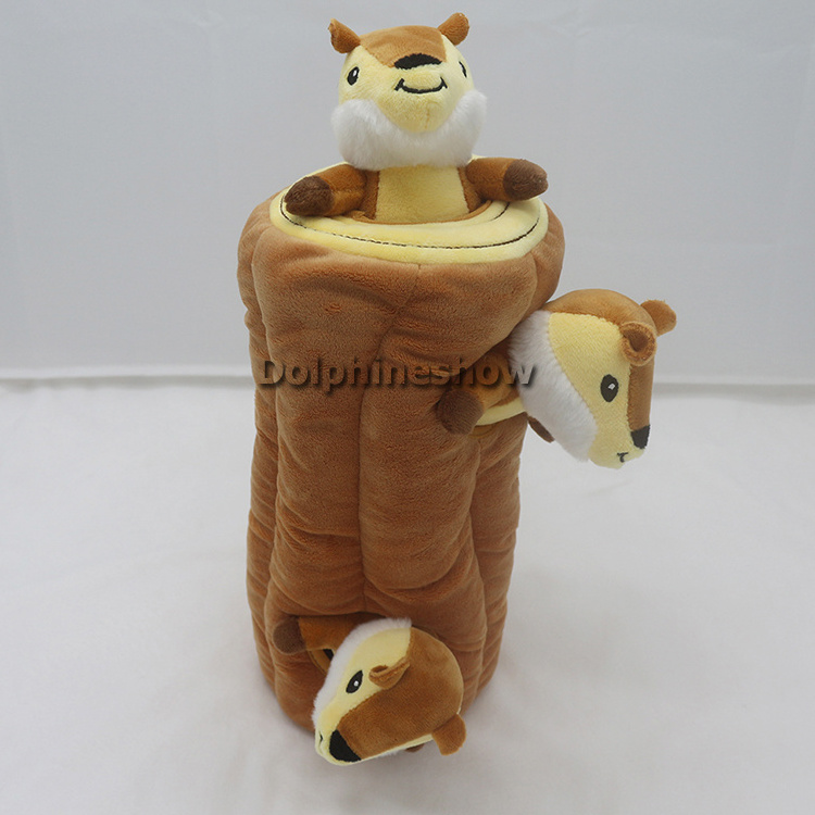 Brand LOGO Stuffed Plush Soft Squirrel Cat Pet Chew Toy With Squeaky Funny Hide And Seek Funny 4 Pack Rope Tough Dog Toy Set