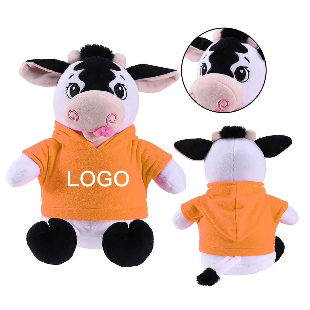 Promotional Gifts Plush Milk Cow Toy Mascots Wholesale OEM LOGO Soft Stuffed Animal Cow Toys