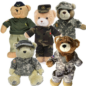 Personalized Kids Gift Solider Army Camo Teddy Bear Scout Souvenirs Custom Military Uniform Camouflage Soft Bear Plush Toys