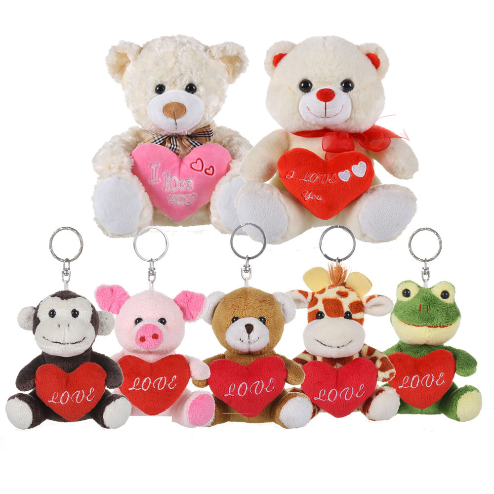 Various Mix Soft Plush Dog Keychain Clip Toy Fashion Big Eyes 10CM Mini Stuffed Plush Dog Toys