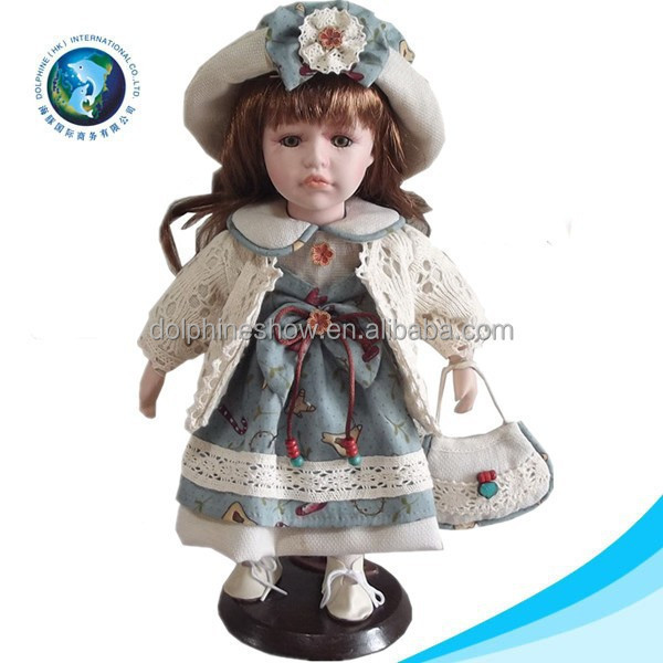 Beautiful princess girl doll white wedding dress cute bride porcelain doll