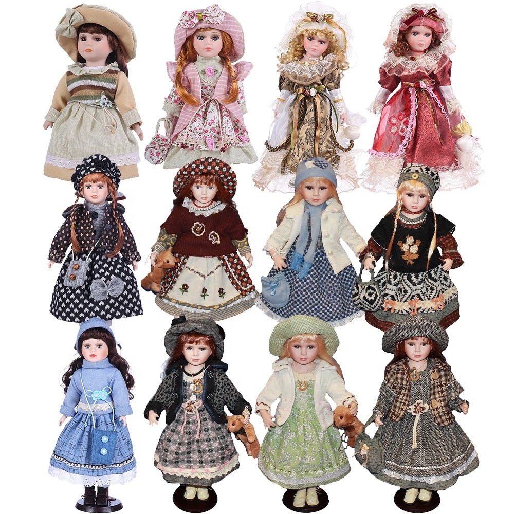 Elegant various types wholesale beautiful collection porcelain dolls