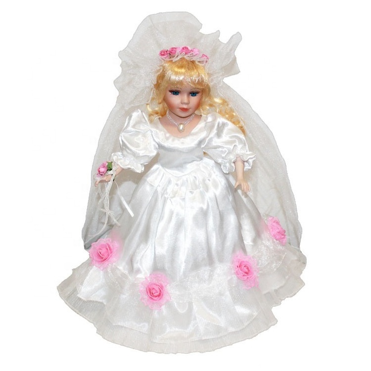 Beautiful angel white wedding dress doll with wing cheap wholesale victorian porcelain doll