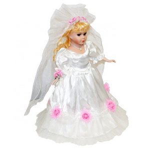 Beautiful angel white wedding dress doll with wing cheap wholesale victorian porcelain doll