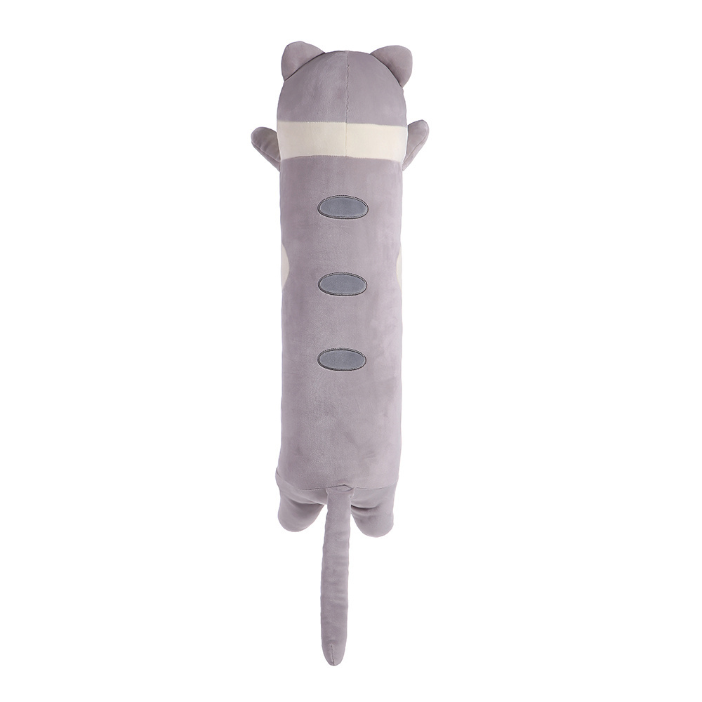 Wholesale Cute Soft Stuffed Animal Gray Cat Long Pillow Toy For Kids Custom Giant Super Soft Plush Cat Pillow