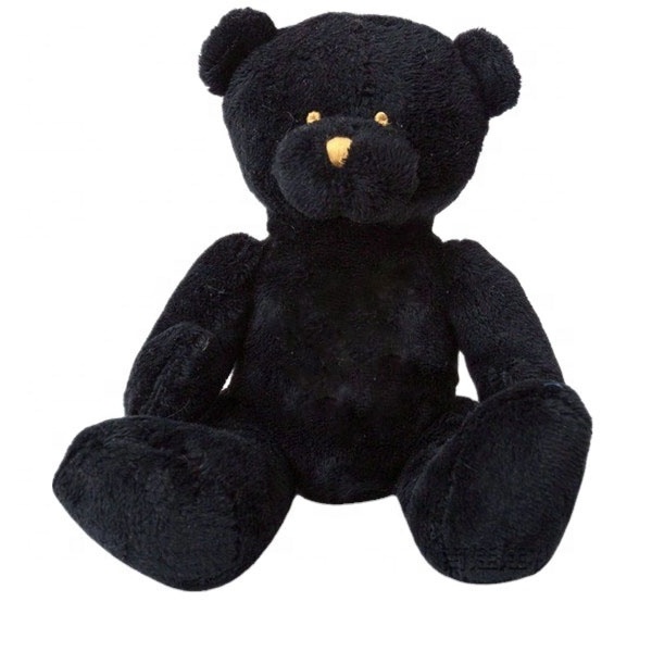 Professional manufacturer custom cool cute stuffed soft toy plush black teddy bear doll with embroider LOGO