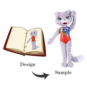 CE CPC Custom Design Soft Cute Stuffed Animal Corporate Mascot Standing Cat Plush Doll Toy