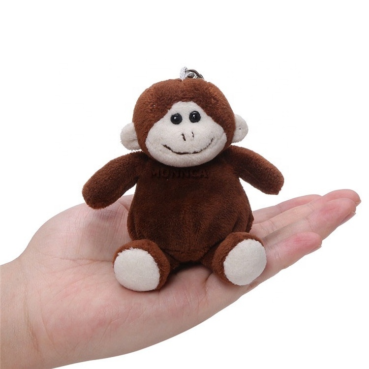 Cheap dark brown mini monkey plush toy custom lovely stuffed animals plush monkey gorilla plush toy keychain