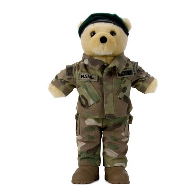 OEM designs custom police teddy bear bear toys unique stuffed soft plush toy army teddy bear with military uniform