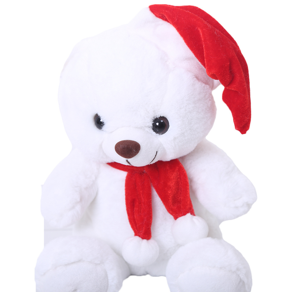 2024 Christmas Teddy Bear Plush Animal Toys Custom Design OEM Christmas Polar Bear With Hats,Scarf