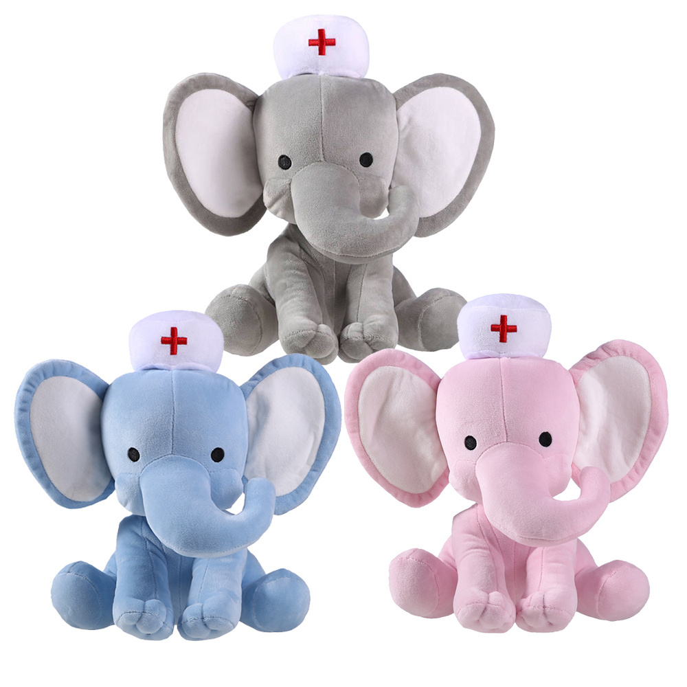 Creative Grey Elephant Plush Toy Wholesale OEM Custom Big Ears Sublimation Soft Toy Plush Stuffed Elephant