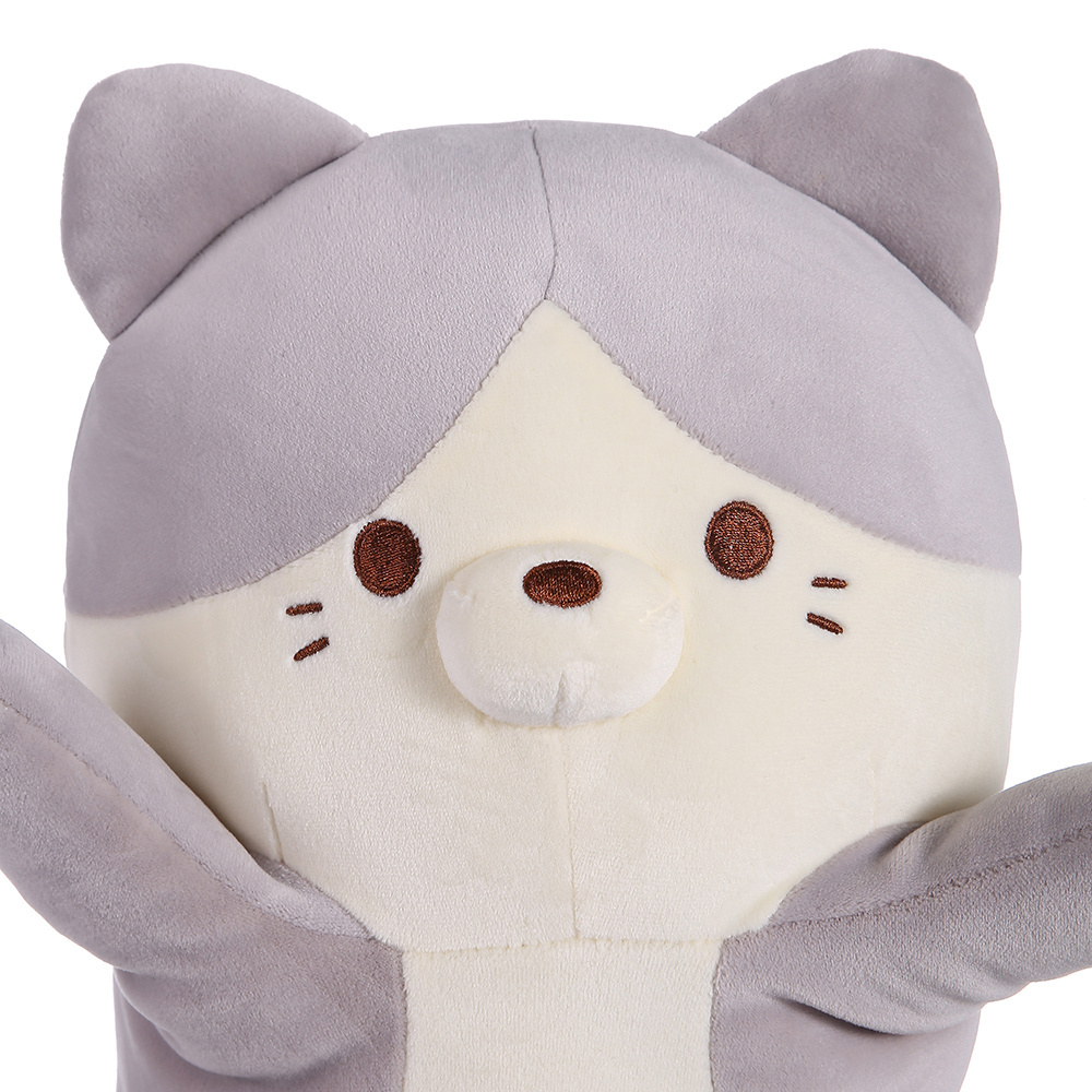 Wholesale Cute Soft Stuffed Animal Gray Cat Long Pillow Toy For Kids Custom Giant Super Soft Plush Cat Pillow