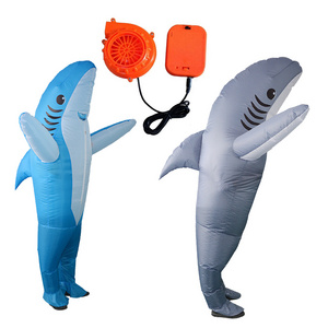 Funny Party Adult Cosplay Blue Shark Fully Body Inflatable Costumes Custom Animal Design Halloween Carnival Mascot Costumes