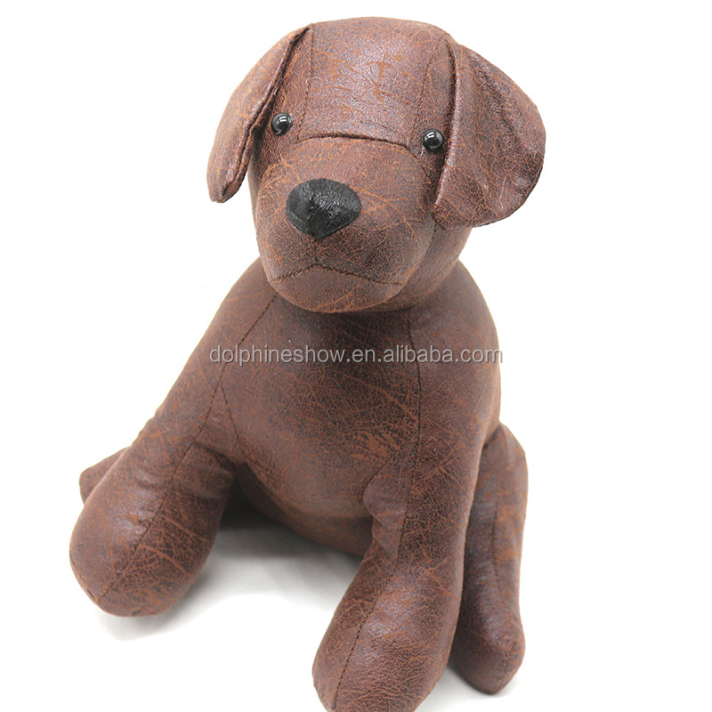 Hot Selling Polyester Leather Stuffed PU Dog Toy Custom Stuffed Toy Animal Door Stop