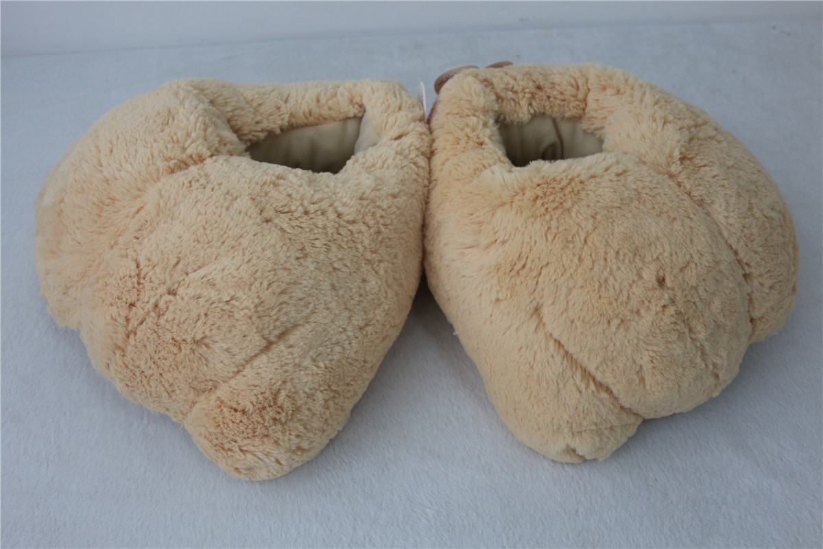 Custom Comfortable Teddy Bear Slippers Plush Toys Fur Brown Bear Paw Foot Plush Indoor Shoes Slippers For Children