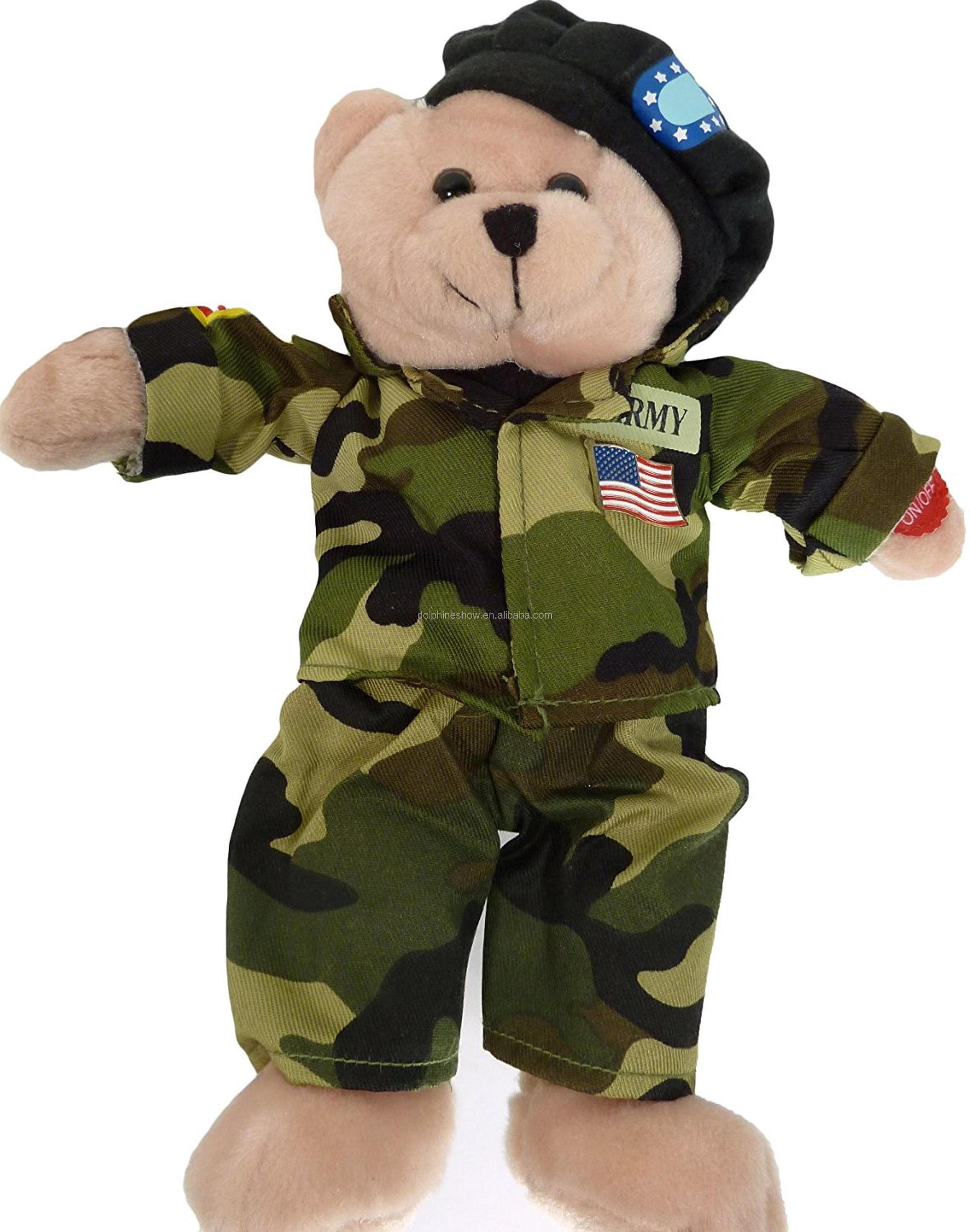 OEM designs custom police teddy bear bear toys unique stuffed soft plush toy army teddy bear with military uniform