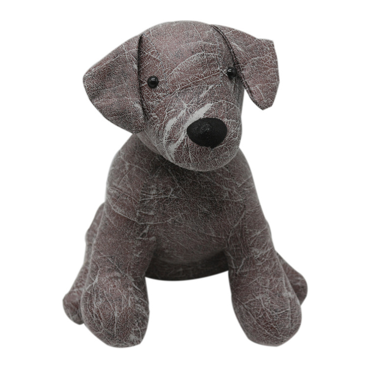 Hot Selling Polyester Leather Stuffed PU Dog Toy Custom Stuffed Toy Animal Door Stop