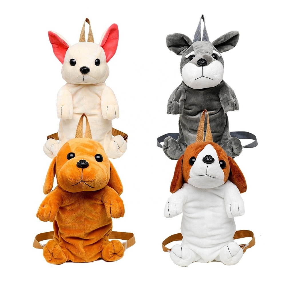 Wholesale Cute Toddler Plush Toys Corgi Dog Soft Backpack Custom Kids Dog Stuffed Animal Backpack